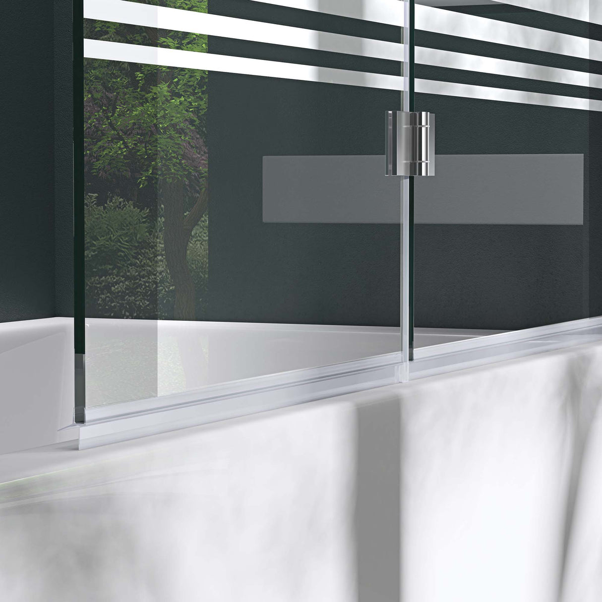 glasvilla Duschwand für Badewanne Badewannenwand faltbar 180° Sicherheitsglas mit NANO 120x140cm Badewannentrennwand Badewannenaufsatz Cortona1408