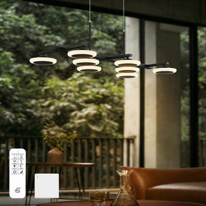 Glasvilla Design – Lámpara colgante LED 72 cm negro mate, regulable con mando 3000K–6000K (32W)