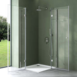 glasvilla  Eckeinstieg Duschkabine Duschabtrennung Klarglas 6mm ESG-Sicherheitsglas & Lotuseffekt 2 Pendeltüren  R01k