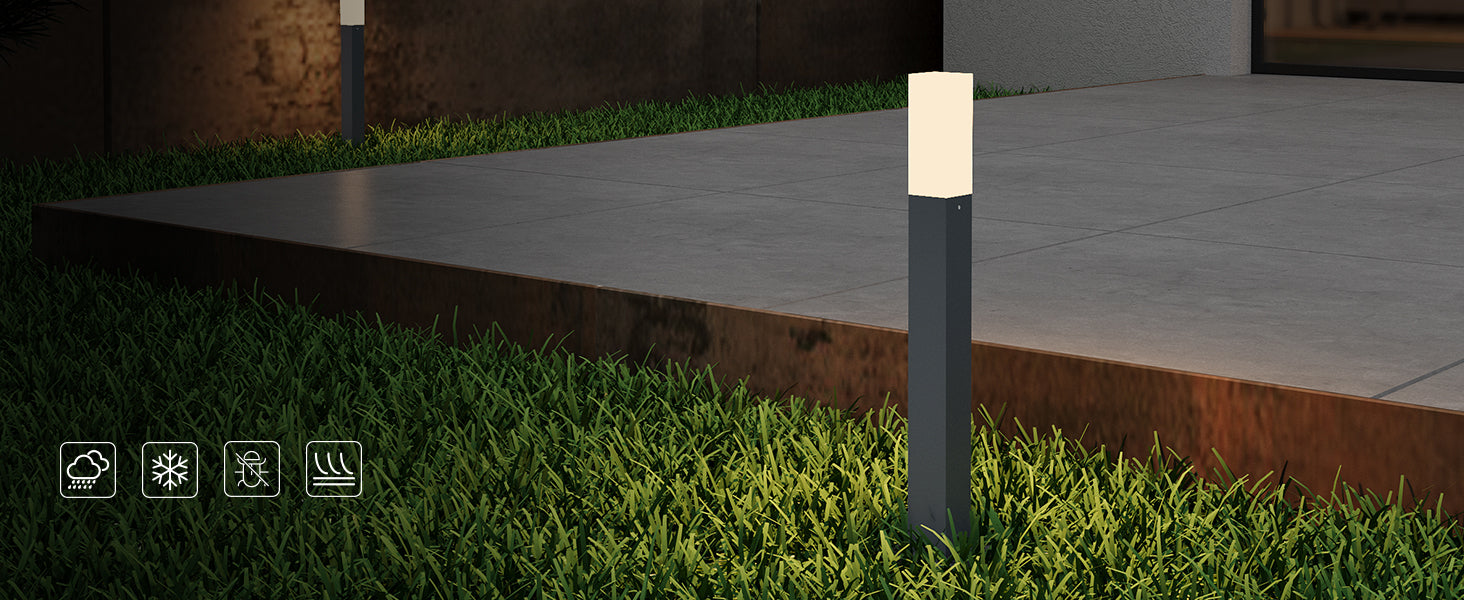 glasvilla Außenleuchte IP65 Wegeleuchte Außen | Pollerleuchte für Garten, 3000K Stehlampe Gartenlampe | Außenlampe Standleuchte 3W Deus Lumina