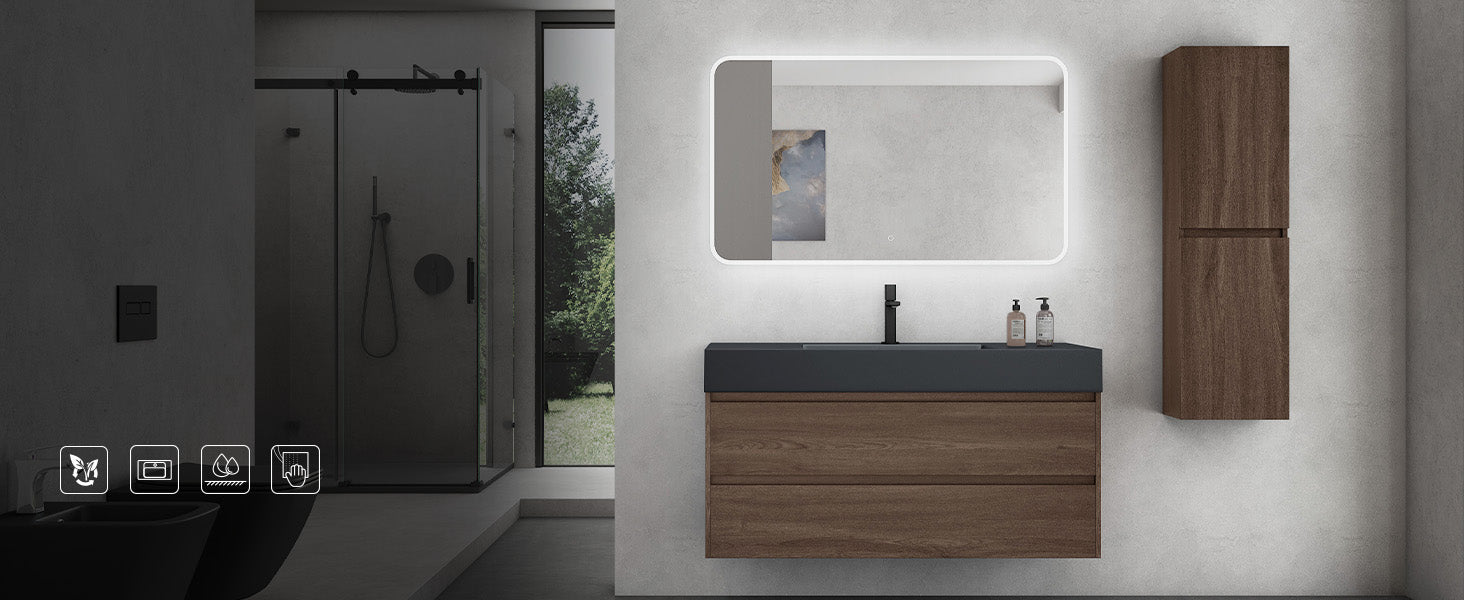 glasvilla Badmöbel Set Badezimmermöbel 120cm Waschbecken Waschtisch mit Unterschrank Deep