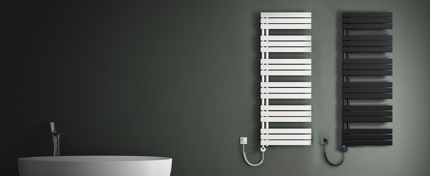Radiador eléctrico de baño Glasvilla FN con Heizstab 02, Toallero calefactor de panel ancho