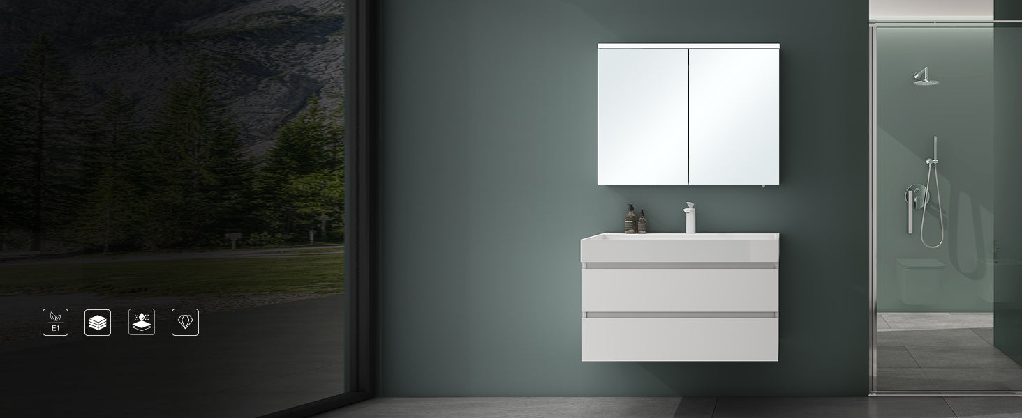 Glasvilla Espejo Armario-03 – Armario espejo de baño con iluminación LED y estantes ajustables (70 cm)