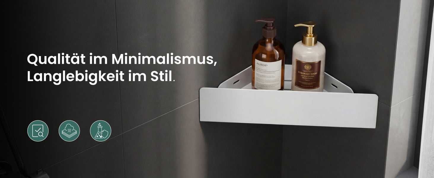 glasvilla Duschablage zum Bohren oder Kleben, Duschregal Badablage Ecke, Badezimmerablage zur Wandmontage für Bad und Küche, Reglo-07