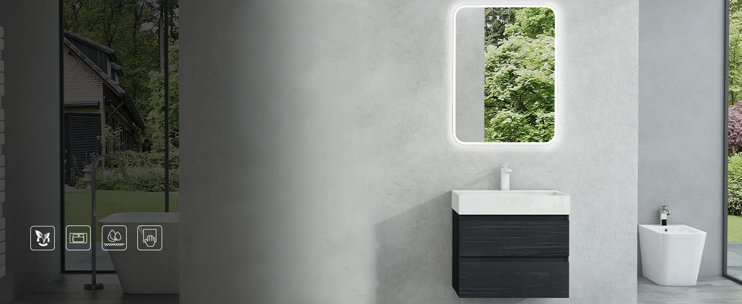glasvilla Mobile Bagno Sospeso con 2 Cassetti Include Lavabo Mobile da Bagno con Lavabo Verona