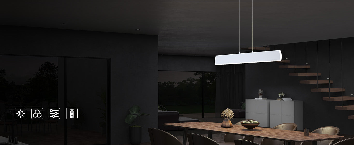 glasvilla Pendelleuchte LED Hängelampe Dimmbar mit Fernbedienung Verstellbares Kabel Hängeleuchte für Esszimmer Wohnzimmer Schlafzimmer