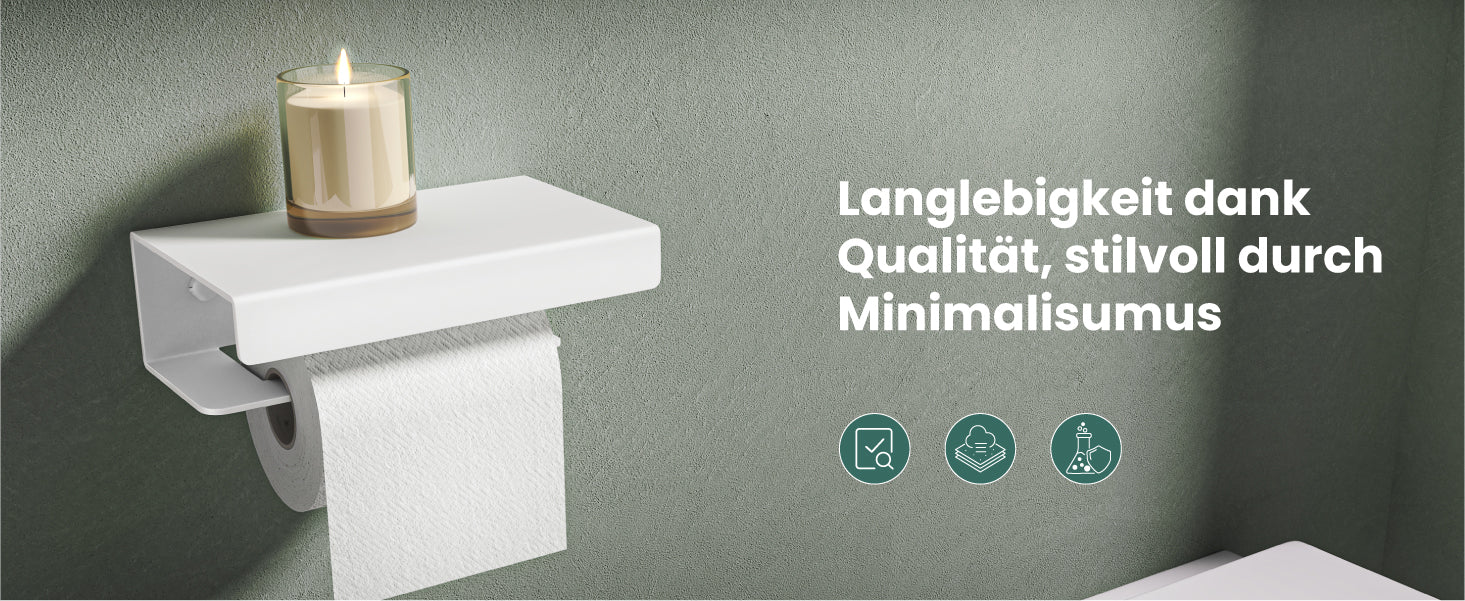 glasvilla Toilettenpapierhalter mit Ablage, Klopapierhalter WC aus Aluminiumlegierung, Toilettenpapier Halterung Rollenhalter  Lino-05