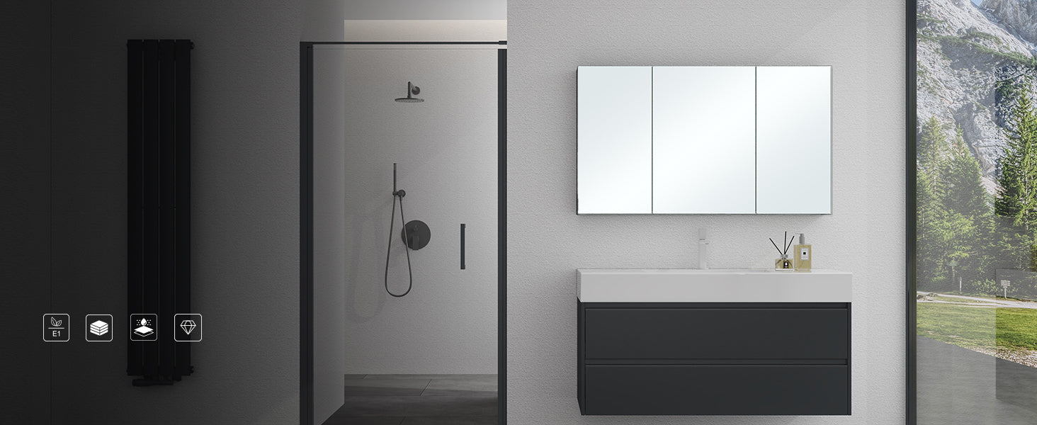 glasvilla Spiegelschrank mit Spiegellampe Badezimmerschrank Spiegelleuchte 180° Drehbar LED Badlampe Strahlenschön