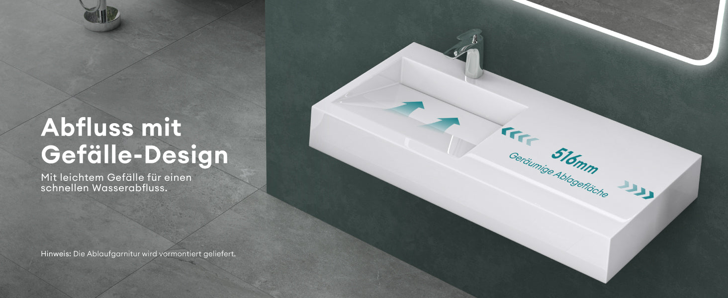 Lavabo Glasvilla Col11 Mineral Cast Rectangular Suspendido o Sobre Encimera
