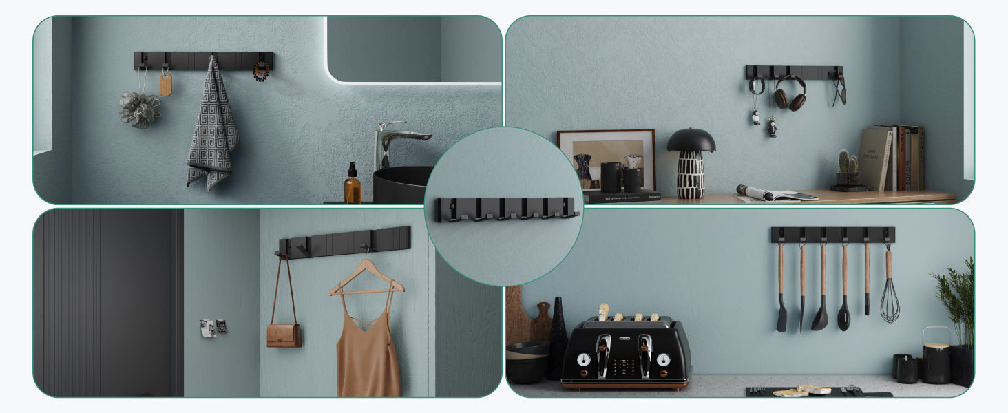 Glasvilla Design – Ganchos de pared sin taladro de acero inoxidable Stalo-04/05 (montaje adhesivo)