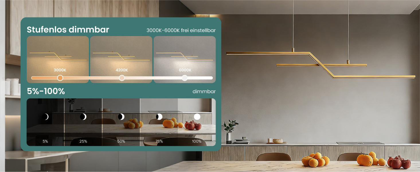 Suspension glasvilla 105cm LED Lampe à suspendre linéaire design 3000K/4000K/6000K Câble réglable 18W Luminaire Alivetta7085