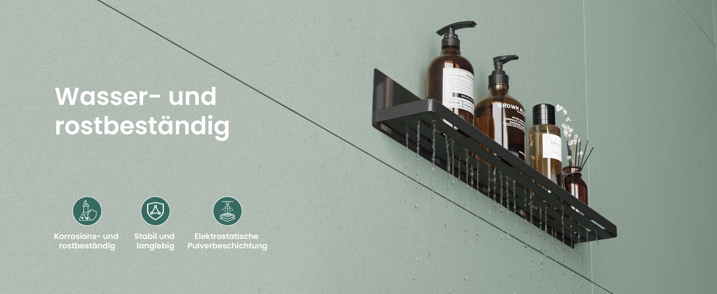 glasvilla Étagère de douche sans perçage, Étagère de douche magnétique, Étagère de salle de bain murale autocollante 60cm Reglo-01