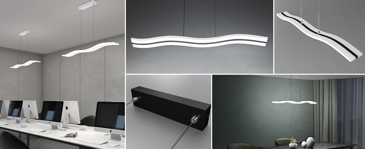 glasvilla Suspension 97cm LED Lampe suspendue Dimmable avec télécommande 3000K/4000K/6000K Câble réglable 36W Plafonnier Alivetta3300