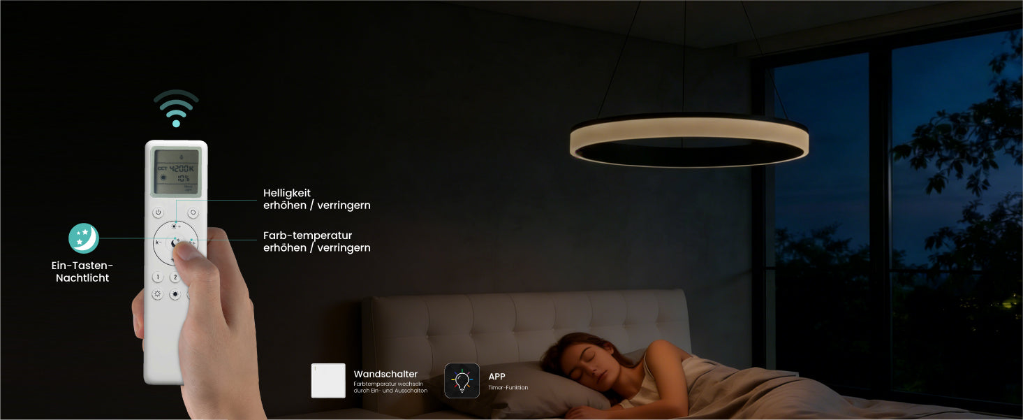 glasvilla Pendelleuchte Esstisch, LED Hängelampe, stufenlos dimmbar 3000K–6000K, höhenverstellbare Esstischlampe mit Fernbedienung & Wandschalter Luvina02