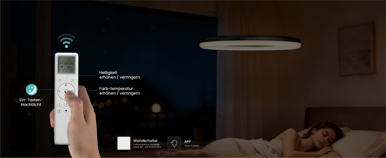 glasvilla Mai & Mai Pendelleuchte Esstisch, LED Moderne Hängelampe, stufenlos dimmbar 3000K–6000K, höhenverstellbare Design Esstischlampe mit Fernbedienung & Wandschalter, Luvina05