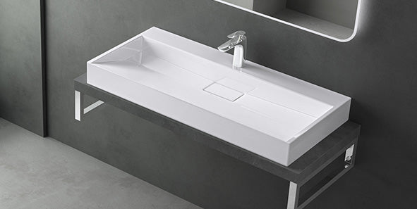Lavabo Glasvilla Col19 Mineralguss moderno con válvula incluida