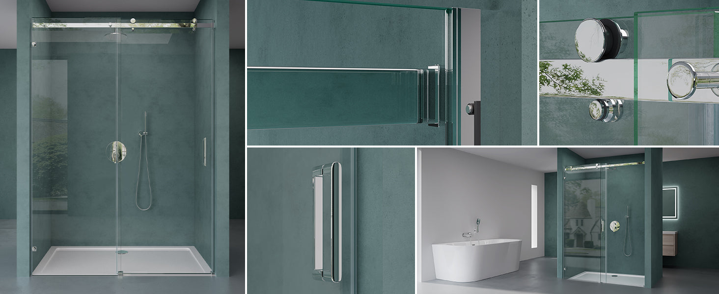 glasvilla Porte de Douche en Niche Paroi de Douche Cabine de Douche Porte Coulissante ESG 8mm en Verre Transparent avec NANO Teramo04-2