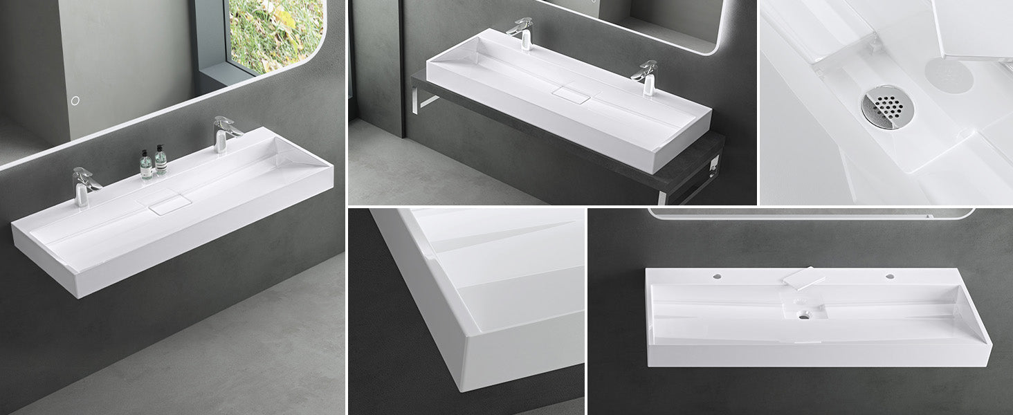 Lavabo Glasvilla Col19 Mineralguss moderno con válvula incluida