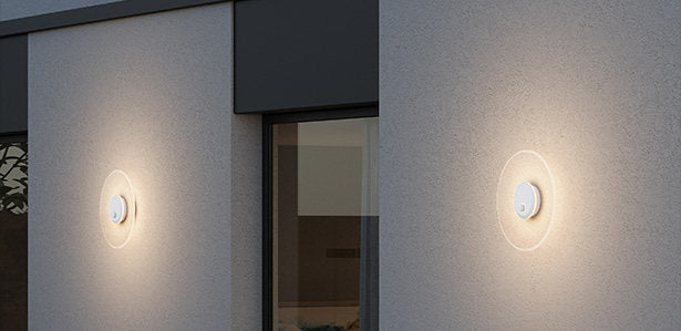 glasvilla Applique Murale d’Extérieur 6W LED | Luminaire d’Extérieur pour Chemin de Jardin 3000K avec Détecteur de Mouvement | Lampe d’Extérieur ⌀300x65mm IP65 LunaLights