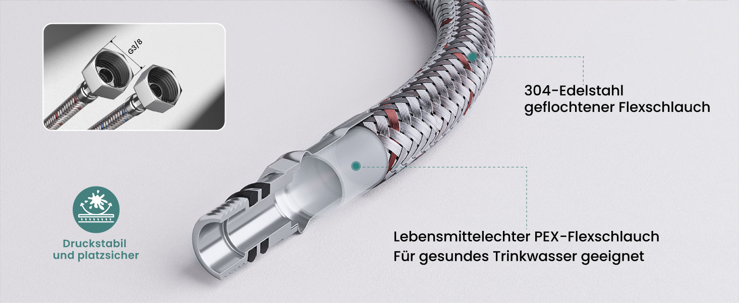 glasvilla Küchenarmatur Spültischarmatur aus Edelstahl, Küchenwasserhahn mit Einhebelmischer und magnetischer Geschirrbrause, 360° Schwenkbar Turnix-01
