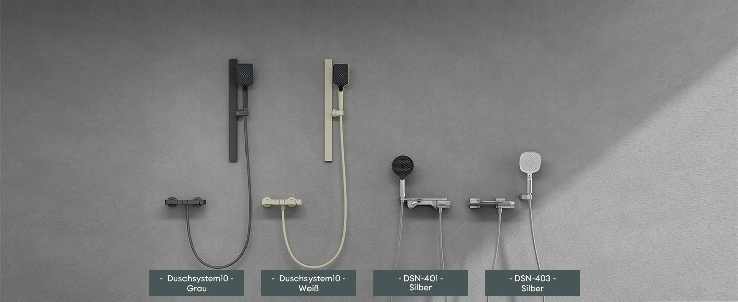 Système de douche Glasvilla avec pommeau de douche effet pluie, 3 jets, pommeau de douche réglable en hauteur avec bec inférieur en aluminium, système de douche 10