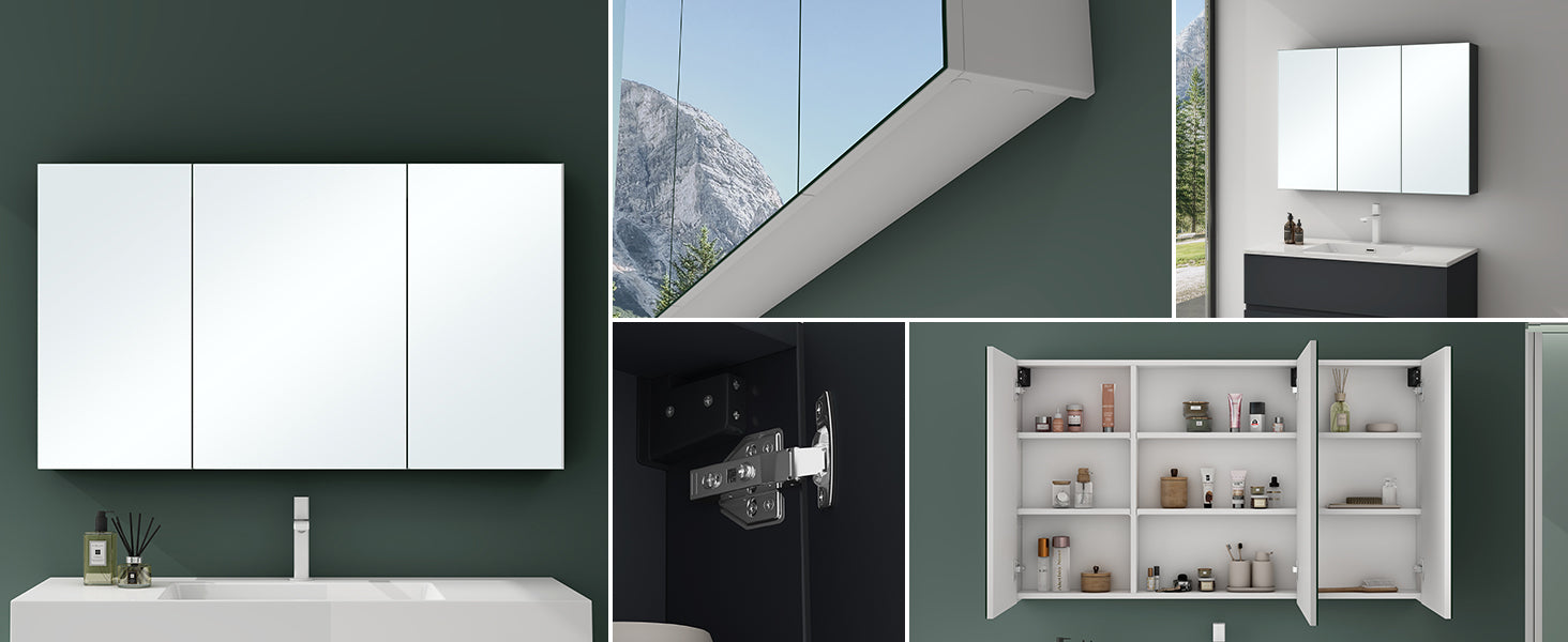 glasvilla Armoire de Toilette avec Portes Miroir | Armoire de Salle de Bain Murale | Miroir de Salle de Bain Armoire Miroir Spiegelschrank-02