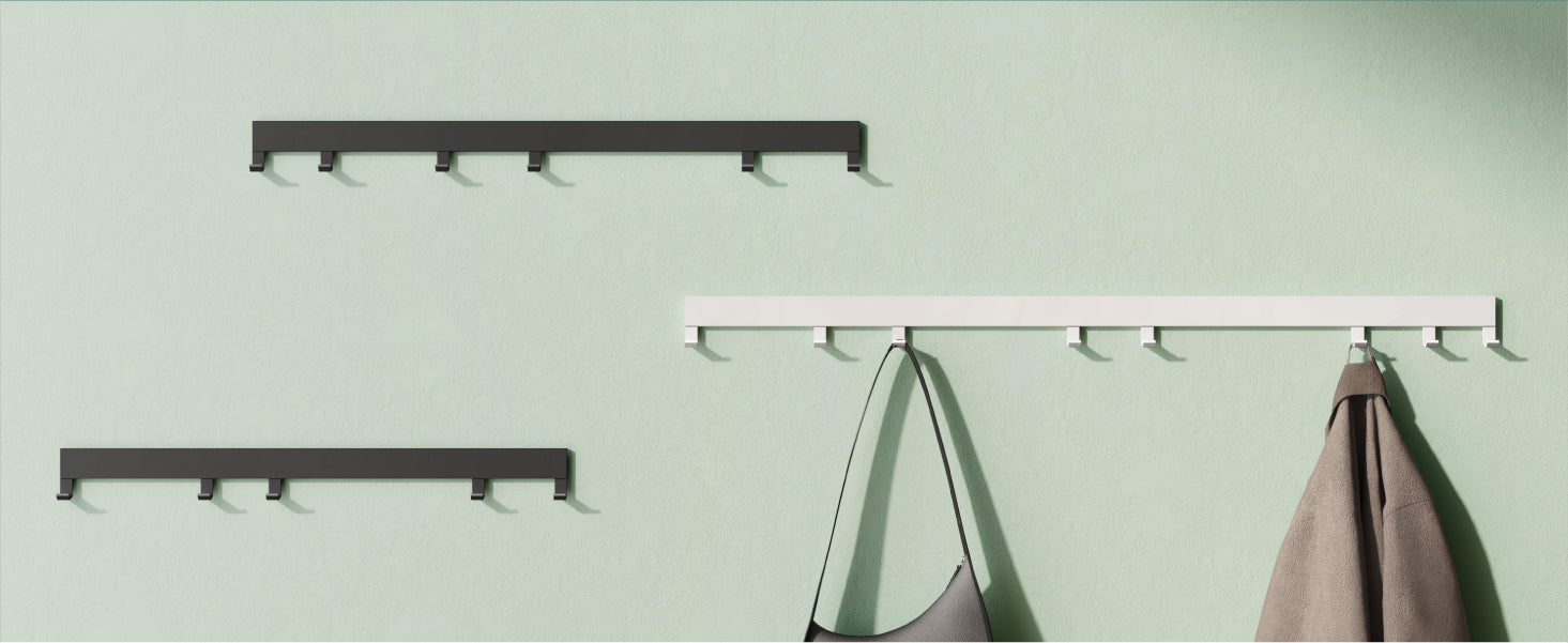 glasvilla Garderobenleiste mit verstellbaren Haken, Kleiderhaken aus Aluminium, Wandgarderobe Garderobenhaken Stalo-10