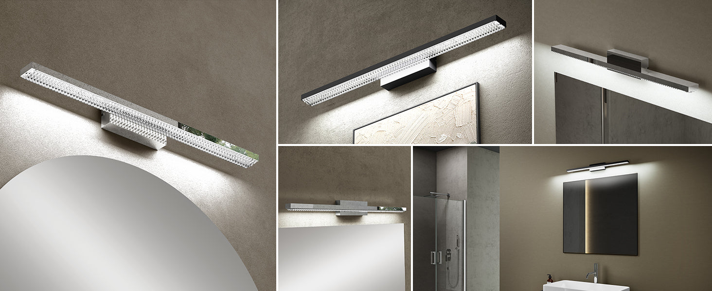glasvilla Spiegelleuchte LED Badlampe | Spiegellampe, 6000K Badezimmer Lampe | LED Wandleuchte 14W Leuchtschein
