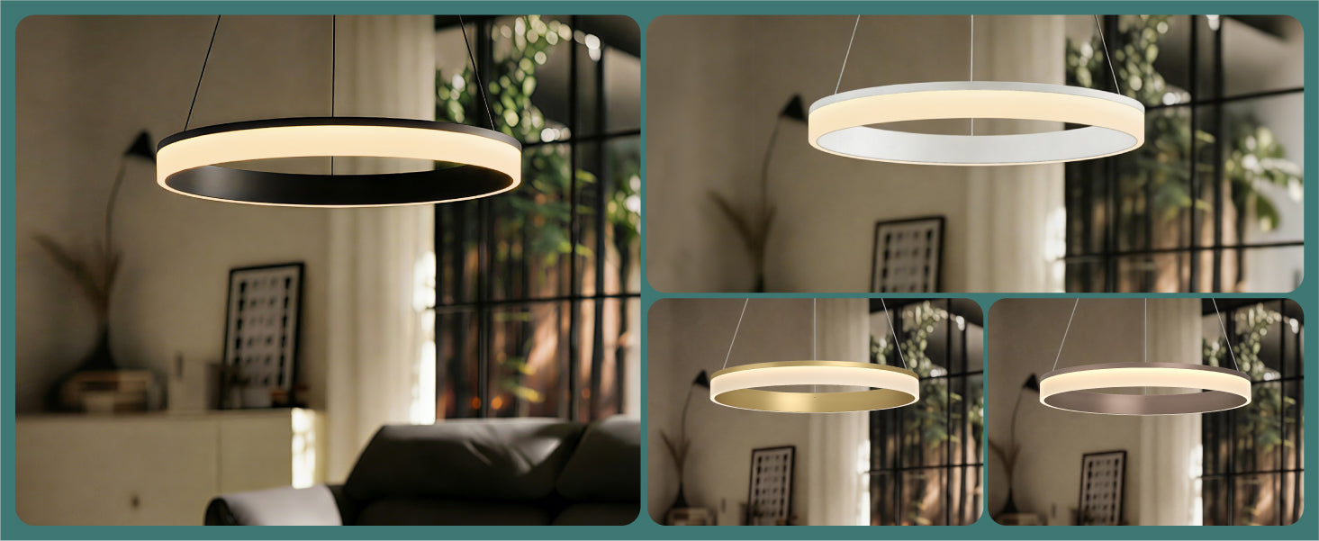 glasvilla Pendelleuchte Esstisch, LED Hängelampe, stufenlos dimmbar 3000K–6000K, höhenverstellbare Esstischlampe mit Fernbedienung & Wandschalter Luvina02
