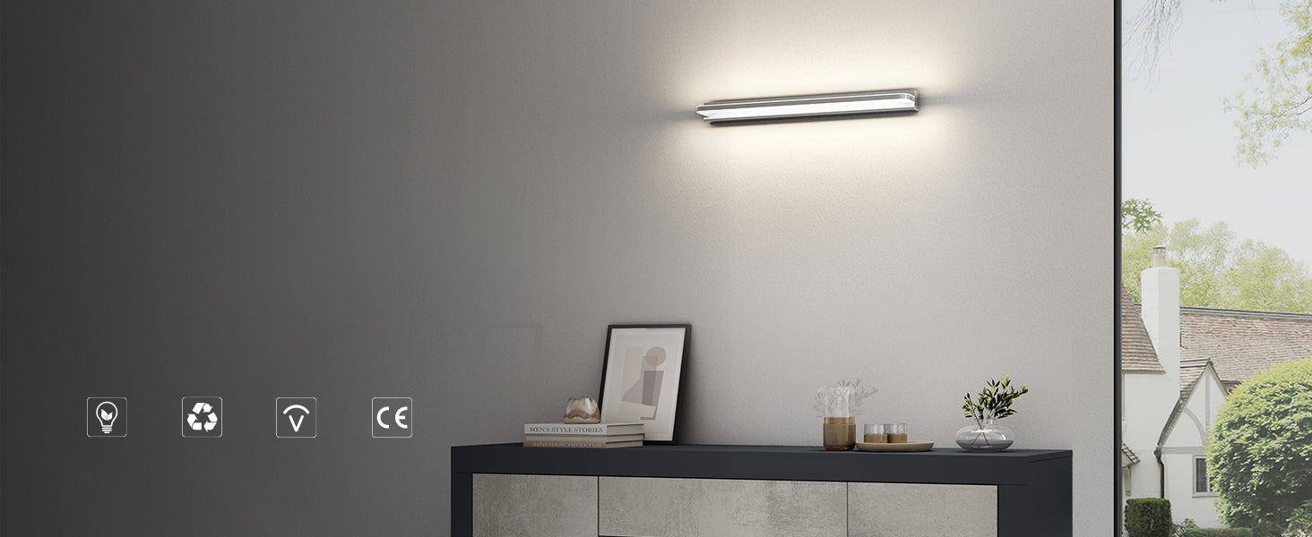 Glasvilla SparkLuxe – Lámpara LED para espejo de baño 4000K, luz natural y eficiente