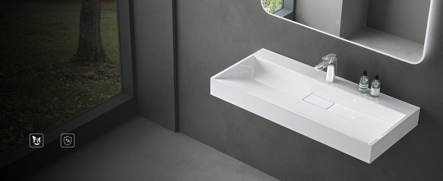 Lavabo Glasvilla Col19 Mineralguss moderno con válvula incluida
