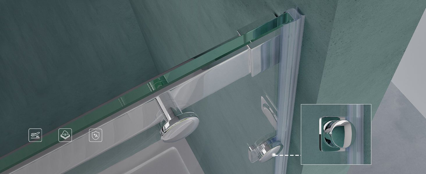 glasvilla Porte de Douche en Niche Paroi de Douche Cabine de Douche Porte Coulissante ESG 8mm en Verre Transparent avec NANO Teramo04-2