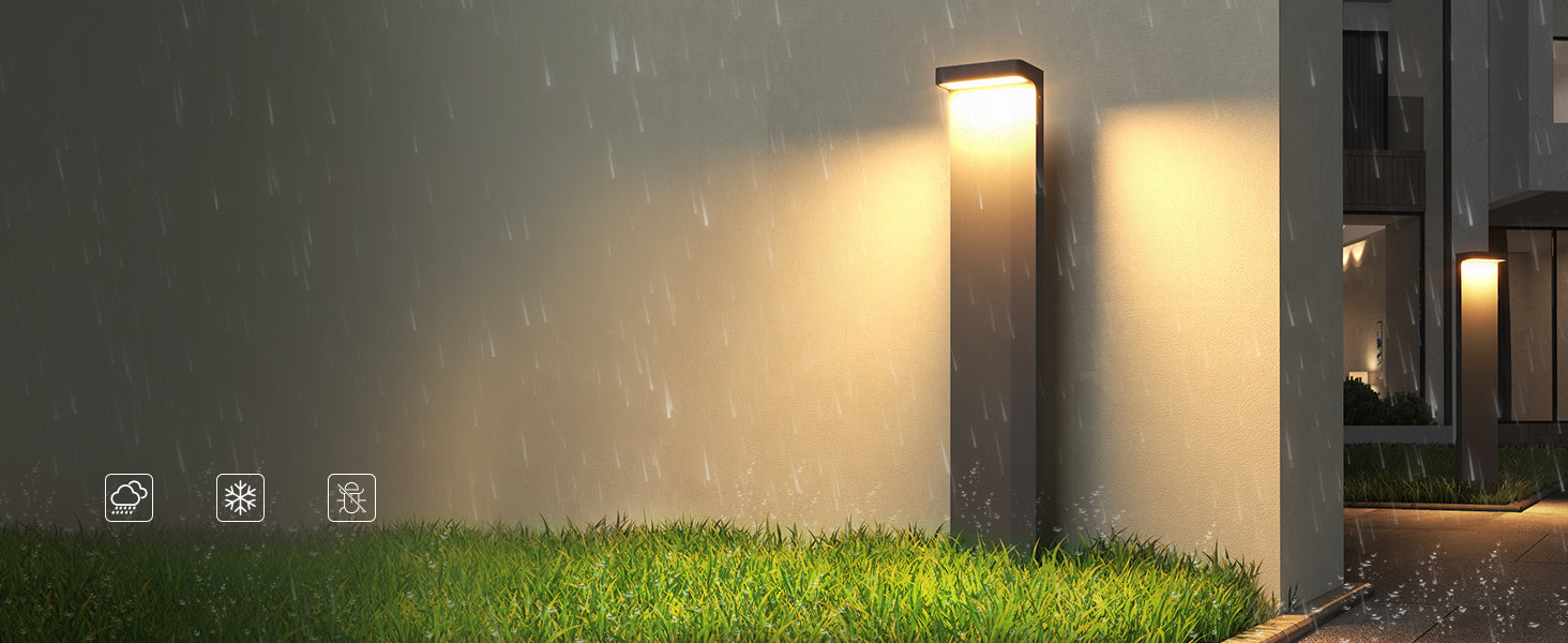 Glasvilla Lámpara exterior de camino 10×6×60 cm | Lámpara de poste para jardín IP65 | LED 6W 3000K luz cálida | Lámpara de pie exterior