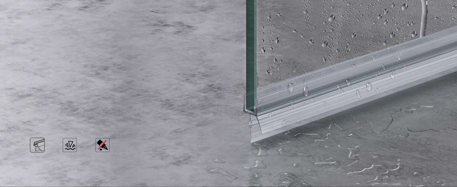 glasvilla Guarnizione Sottoporta in PVC per Box Doccia, Guarnizione per Porta Doccia Vetro da 6-8 mm, Ricambio Orizzontale di Guarnizione per Cabine Doccia