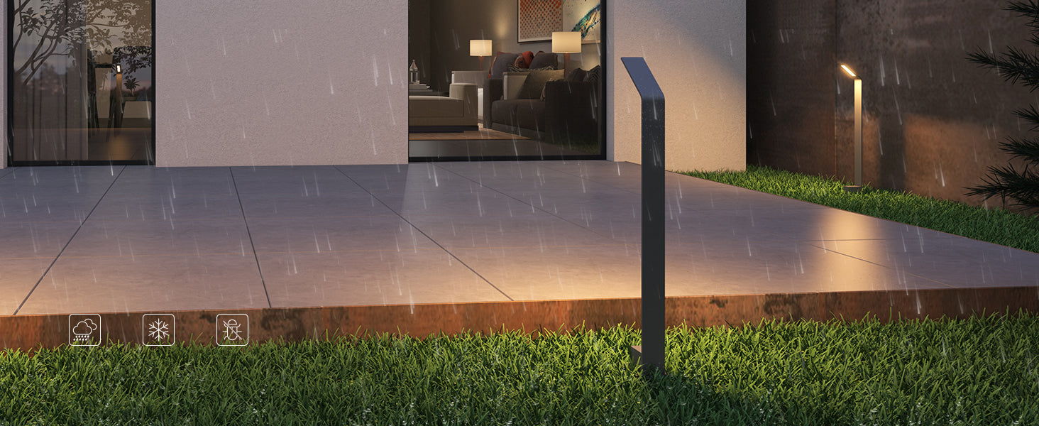 glasvilla Außenleuchte IP65 Wegeleuchte Außen | Pollerleuchte für Garten, 3000K Stehlampe Gartenlampe | Außenlampe Standleuchte 6W Pfadfinder
