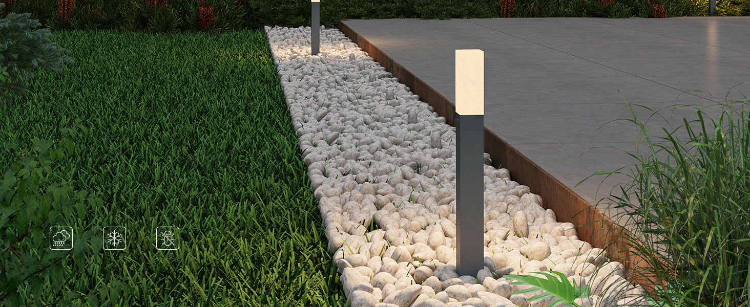 glasvilla Außenleuchte IP65 Wegeleuchte Außen | Pollerleuchte für Garten, 3000K Stehlampe Gartenlampe | Außenlampe Standleuchte 3W Deus Lumina