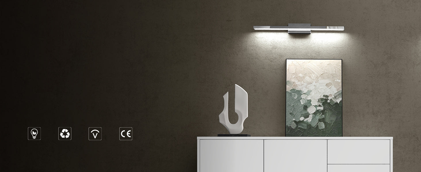 glasvilla Spiegelleuchte LED Badlampe | Spiegellampe, 6000K Badezimmer Lampe | LED Wandleuchte 14W Leuchtschein