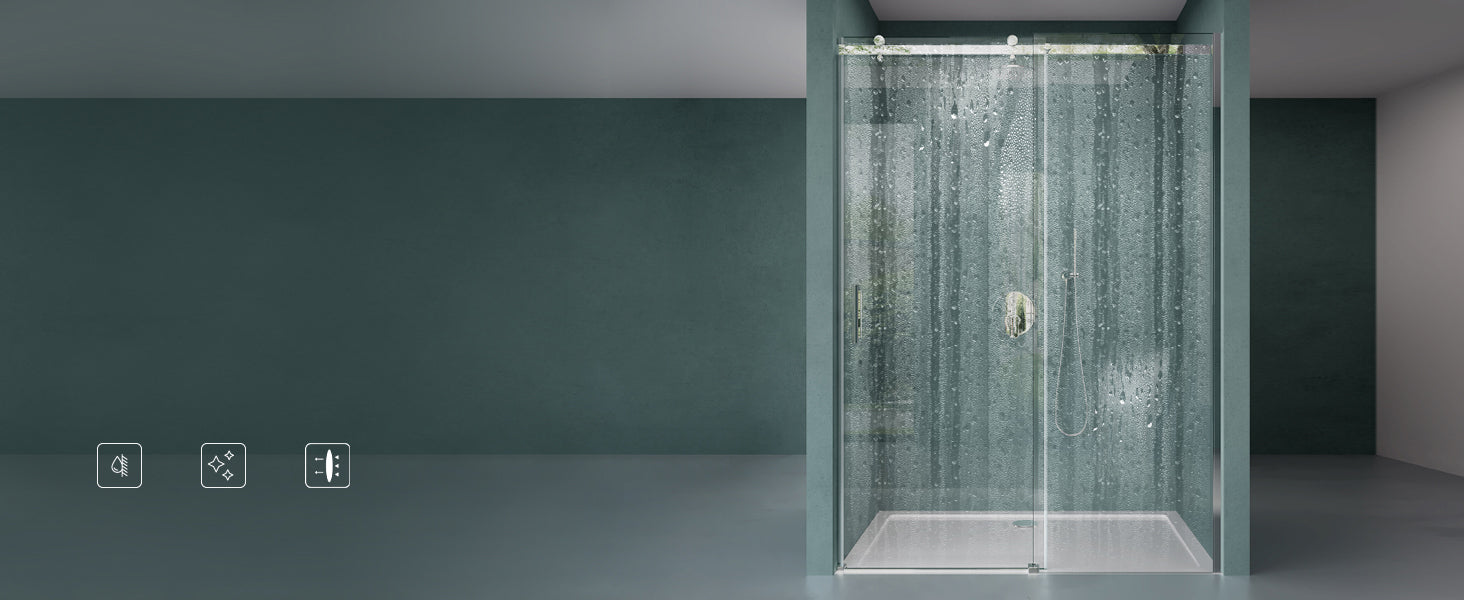 glasvilla Porte de Douche Porte de Niche Douche Cloison de Douche Cabine de Douche Verre de Sécurité 8mm avec Revêtement NANO Porte Coulissante Hauteur 195 cm Teramo04