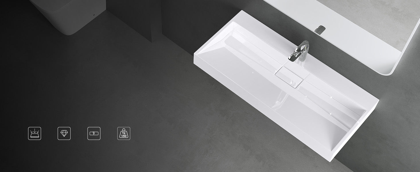 Lavabo Glasvilla Col19 Mineralguss moderno con válvula incluida