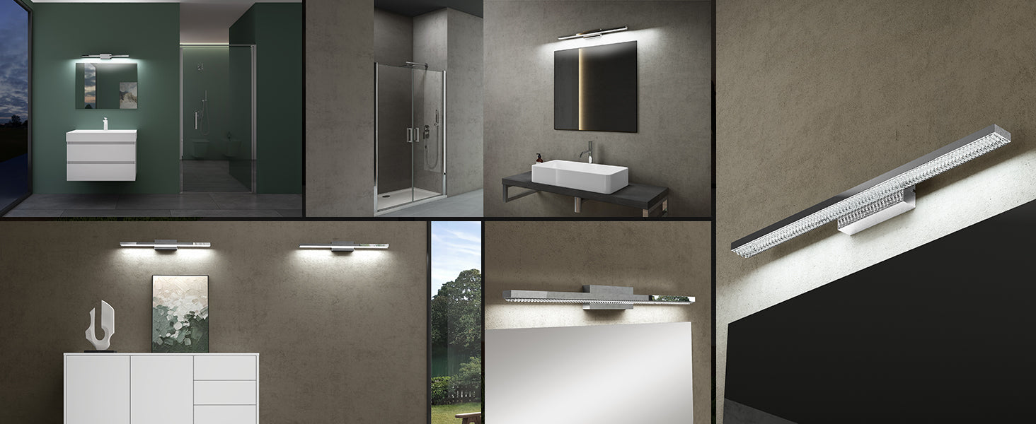 glasvilla Spiegelleuchte LED Badlampe | Spiegellampe, 6000K Badezimmer Lampe | LED Wandleuchte 14W Leuchtschein