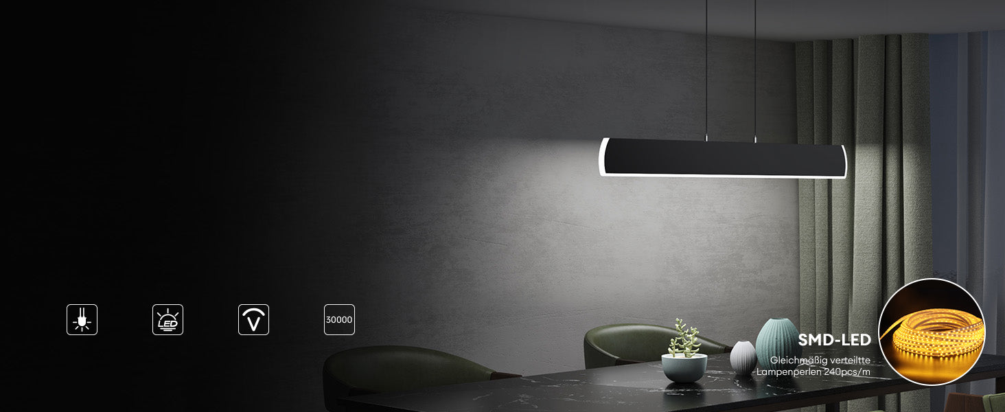 glasvilla Pendelleuchte LED Hängelampe Dimmbar mit Fernbedienung Verstellbares Kabel Hängeleuchte für Esszimmer Wohnzimmer Schlafzimmer