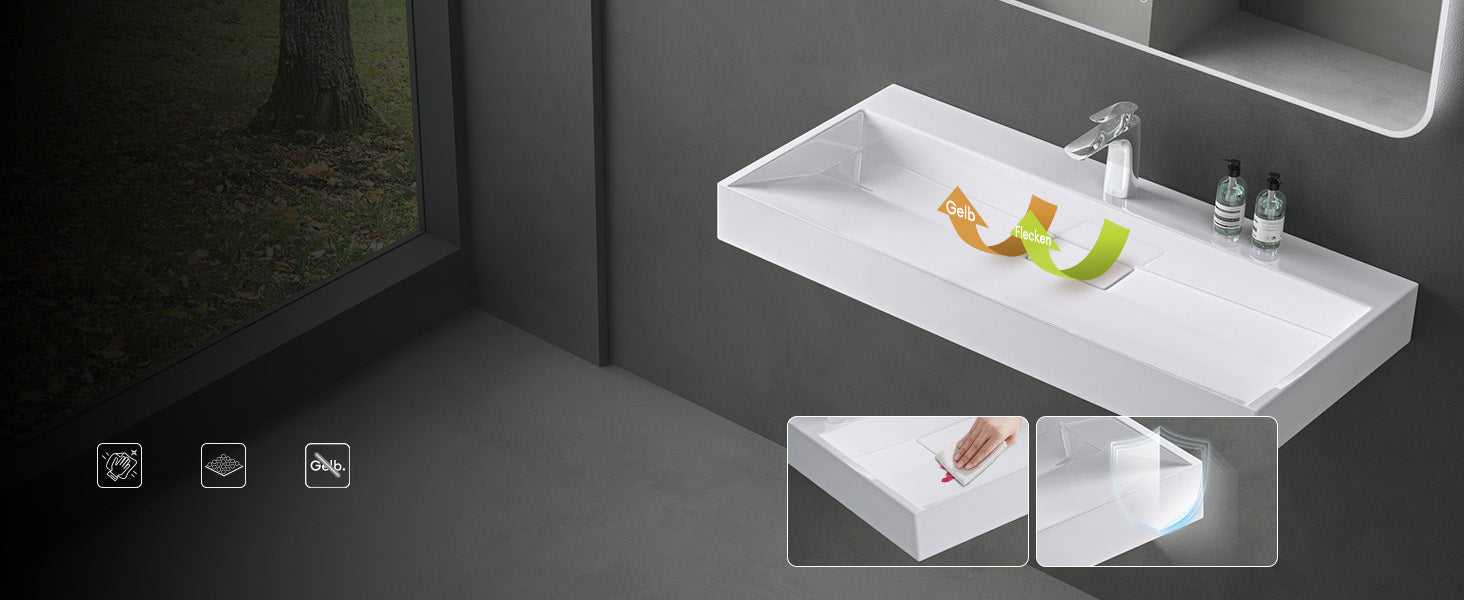 Lavabo Glasvilla Col19 Mineralguss moderno con válvula incluida