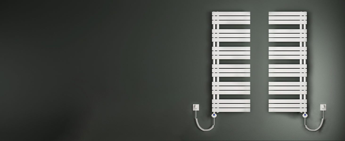 Radiador eléctrico de baño Glasvilla FN con Heizstab 02, Toallero calefactor de panel ancho