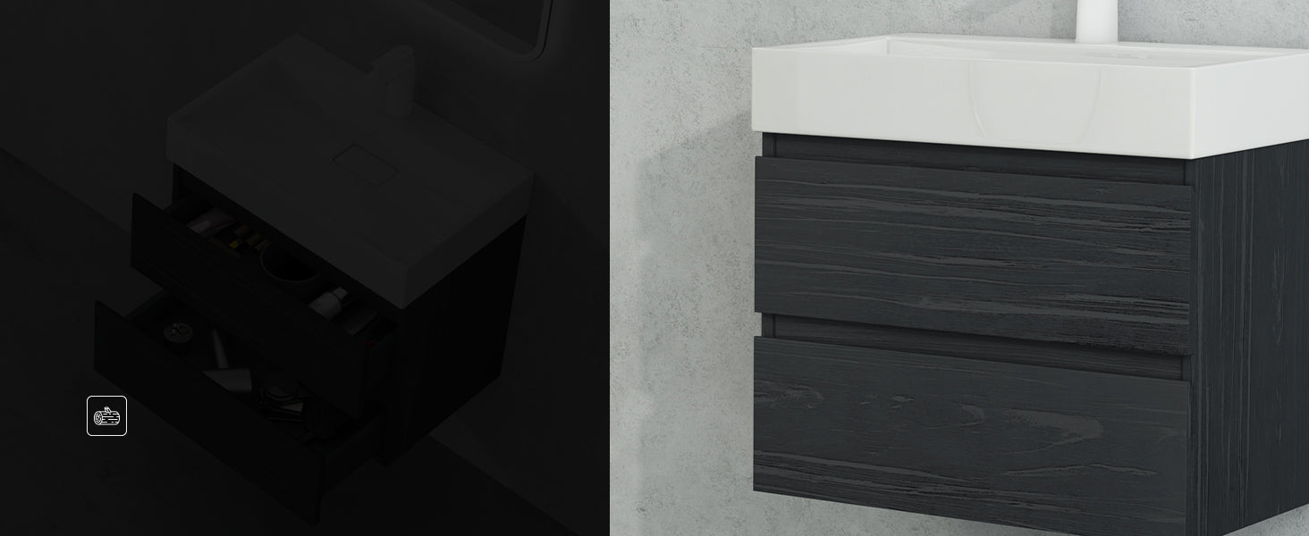 glasvilla Mobile Bagno Sospeso con 2 Cassetti Include Lavabo Mobile da Bagno con Lavabo Verona