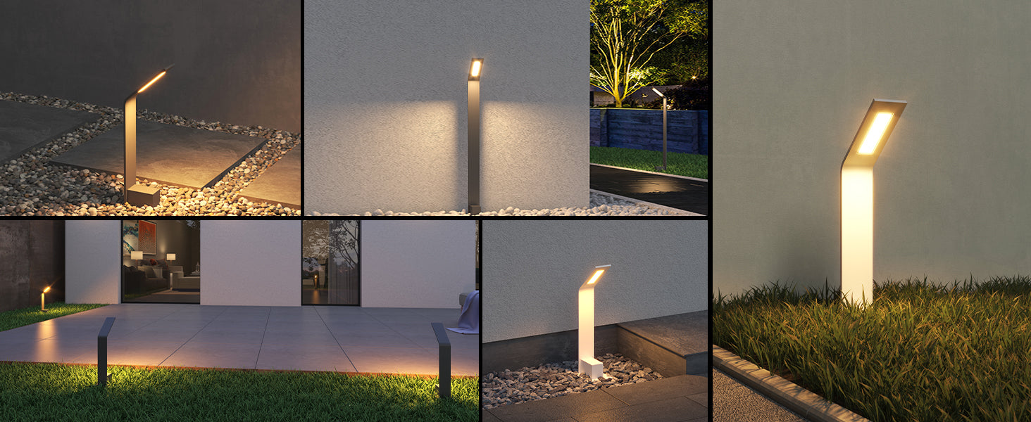 glasvilla Außenleuchte IP65 Wegeleuchte Außen | Pollerleuchte für Garten, 3000K Stehlampe Gartenlampe | Außenlampe Standleuchte 6W Pfadfinder