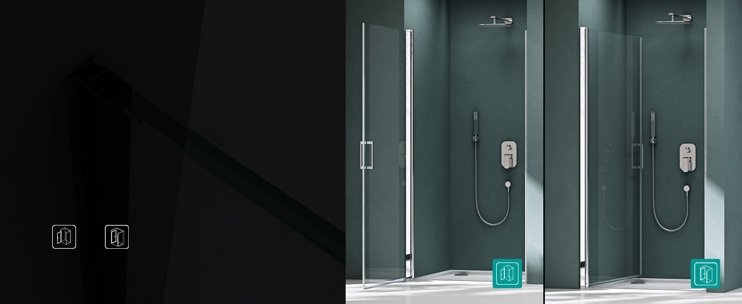 glasvilla Porta Doccia Nicchia in Vetro Trasparente o Strisce Satinato Cabina Doccia in Vetro di Sicurezza ESG Box Doccia con Meccanismo di Sollevamento e Abbassamento Teramo24K+MS D Neu