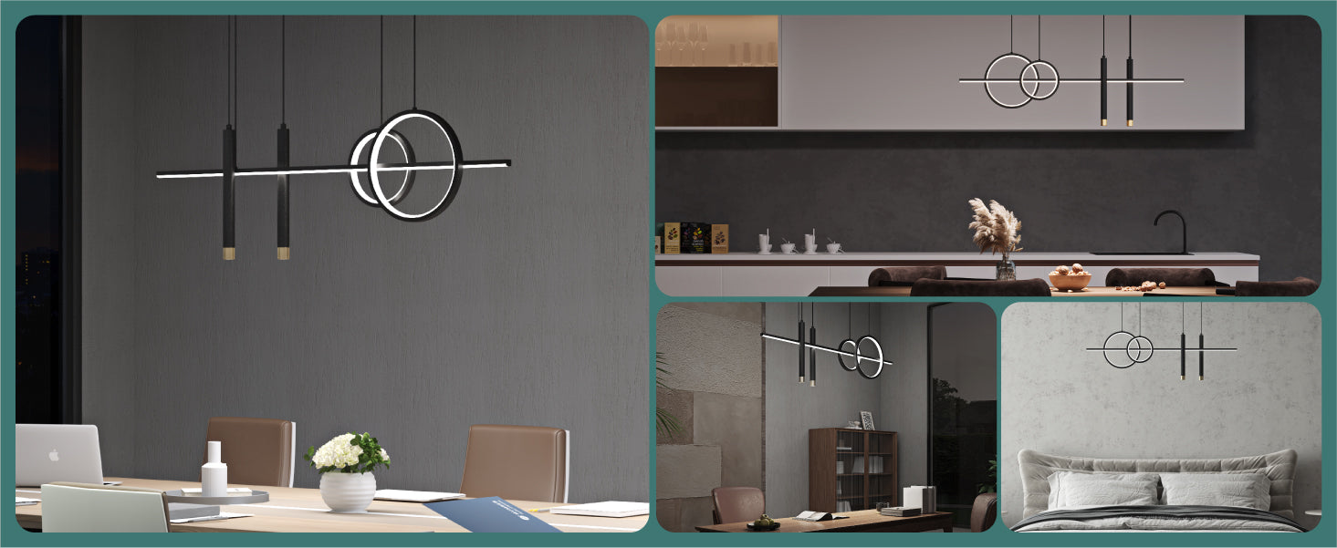 glasvilla Suspension 100cm LED Luminaire suspendu Design linéaire 3000K/4200K/6000K Câble réglable 30W Suspension Alivetta2256