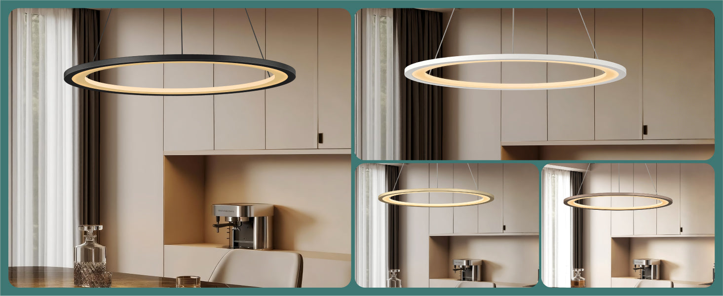 glasvilla Pendelleuchte Esstisch, LED Hängelampe, stufenlos dimmbar 3000K–6000K, höhenverstellbare Esstischlampe mit Fernbedienung & Wandschalter Luvina01