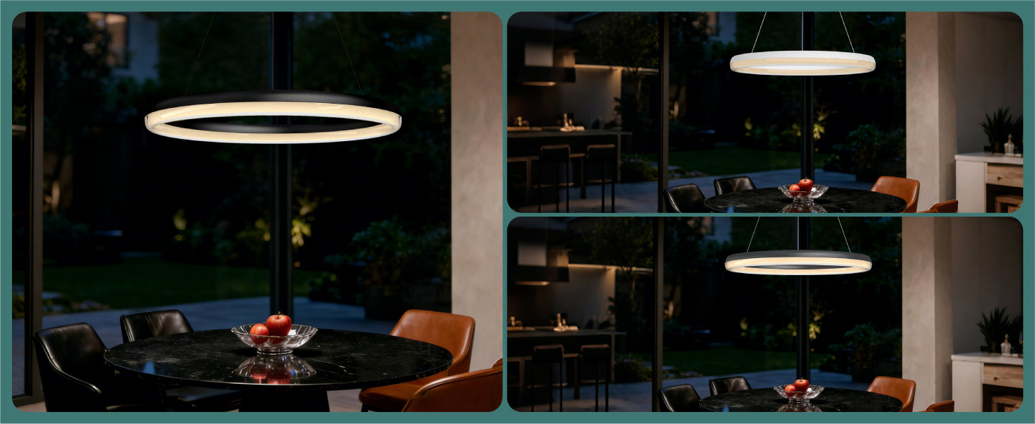 glasvilla Mai & Mai Pendelleuchte Esstisch, LED Moderne Hängelampe, stufenlos dimmbar 3000K–6000K, höhenverstellbare Design Esstischlampe mit Fernbedienung & Wandschalter, Luvina05