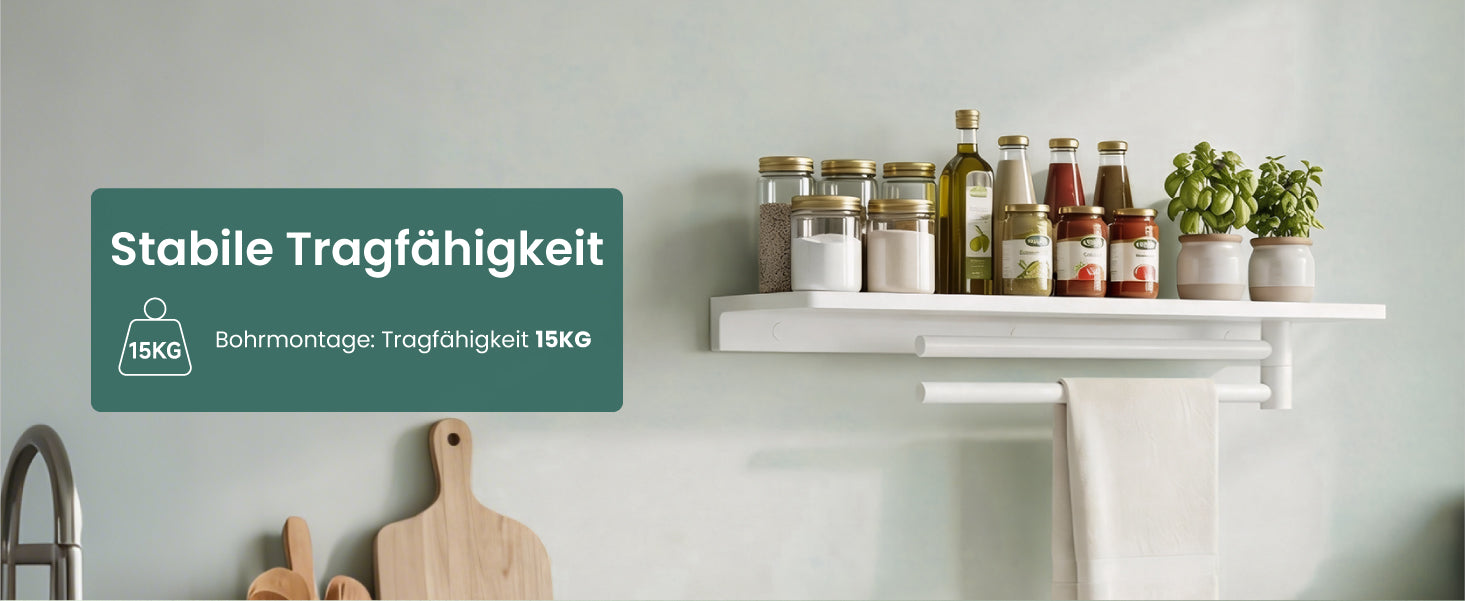 glasvilla Duschablage zum Bohren, Duschregal mit 2 Handtuchstangen aus Aluminiumlegierung, Badezimmerablage zur Wandmontage, Badezimmer Organizer  Reglo-19